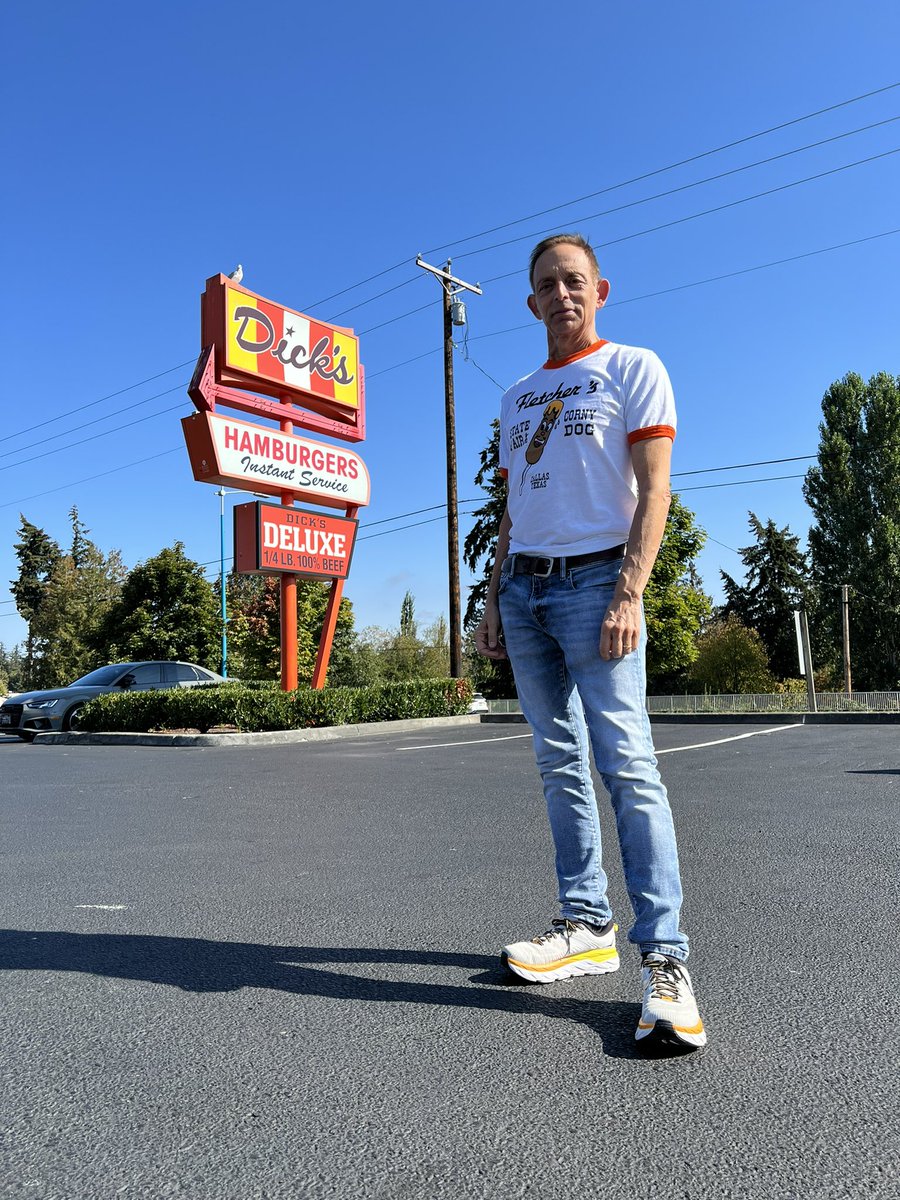 MikeCastellucci's tweet image. Tradition. Wherever I am in the world on opening day @StateFairOfTX I proudly wear @FletchersDogs shirt! Today eatin near Canadian border in the Pacific Northwest…thinking about Corny!