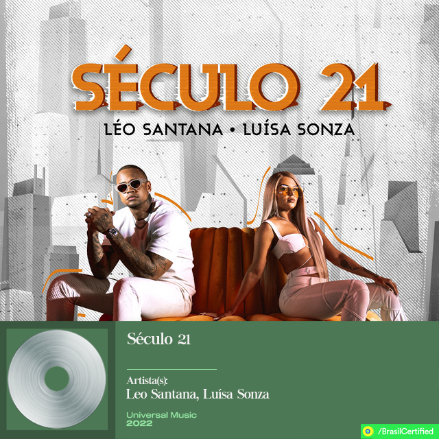 BrasilCertified's tweet photo. .@leosantana, @luisasonza "Século 21" — Platina (1x) 80.000 cópias vendidas. https://t.co/6cod2Cy0SF
