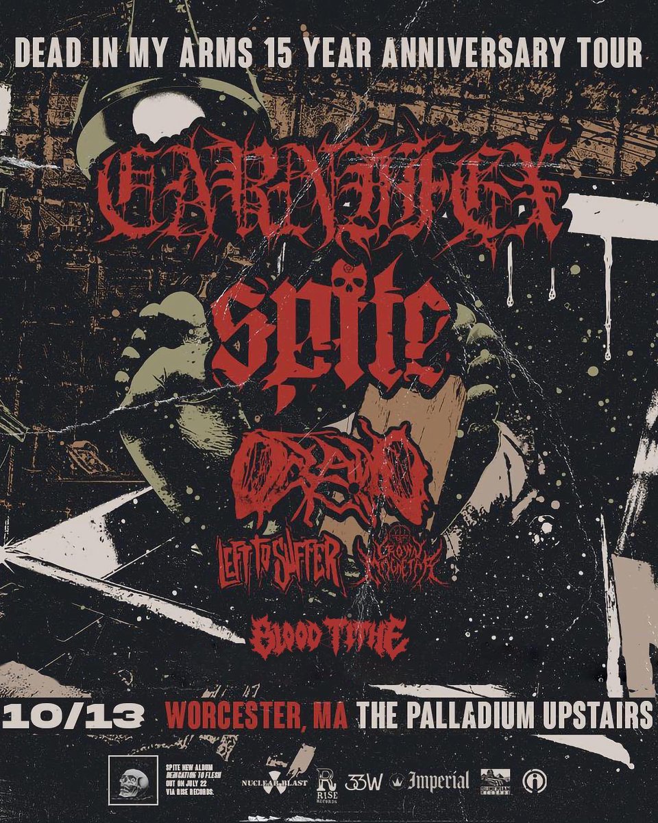 On 10/13 we’ll be playing the Worcester date of the Dead In My Arms 15 year anniversary tour at The Palladium, see you there