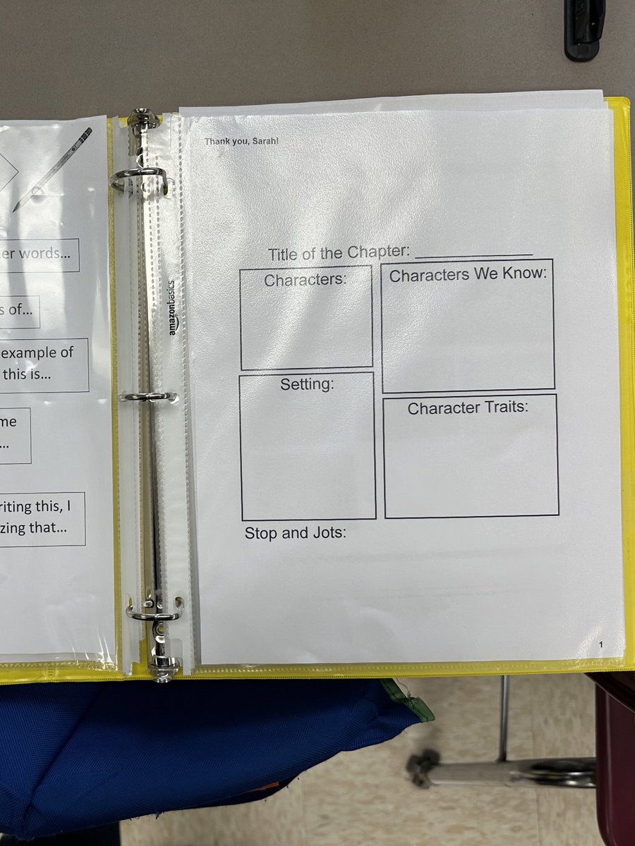 MsNCarroll's tweet photo. (1/2) SPOILER ALERT in the pictures! There’s an avid reader in our classroom! Sarah has shown her ability to read intensely through her stop and jots for Tiger Rising. Take a look at her progression in stop and jots from Chapter 1 to Chapter 12. Also, our class used her outline.. https://t.co/sKbITGmvia