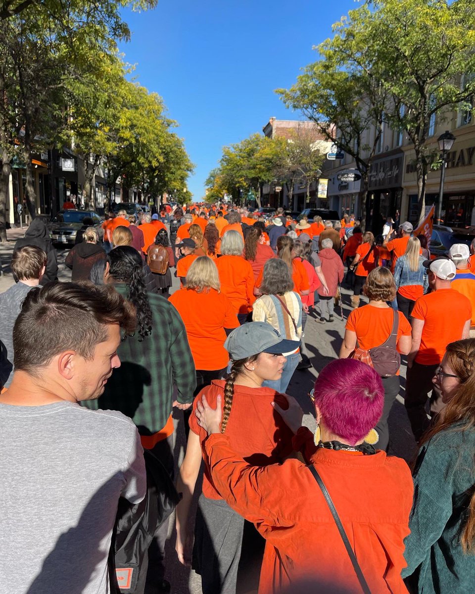 howdyglover's tweet photo. National day for Truth and Reconciliation Orange Shirt Day walk in Orillia #TruthAndReconciliation https://t.co/AMNyTZK3Qv