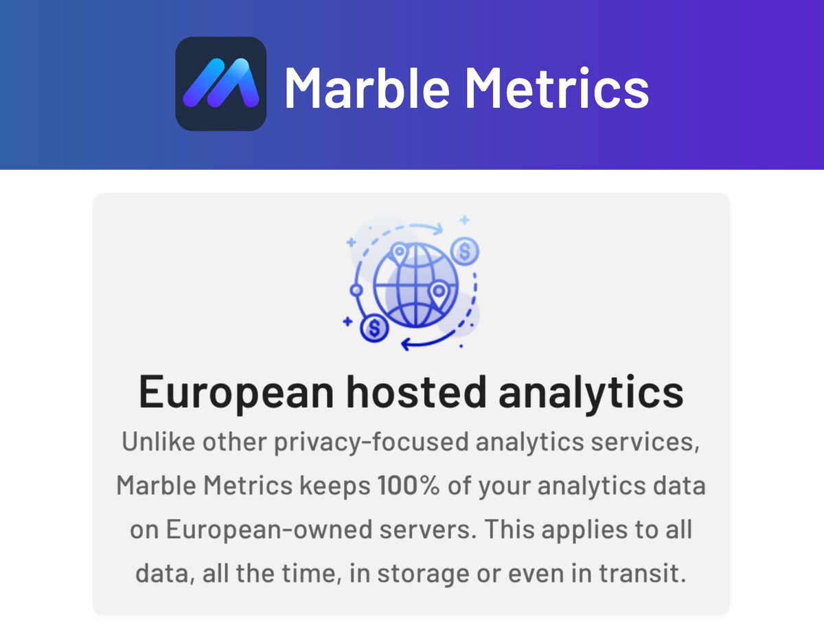 StatsProIO's tweet image. Marble Metrics keeps all of your data in the EU. We've build Marble specifically so that none of your data travels outside the EU! 

All while delivering blazing performance that is completely transparent to your users

#gdpr #opensource #php #Laravel #analytics #javascript