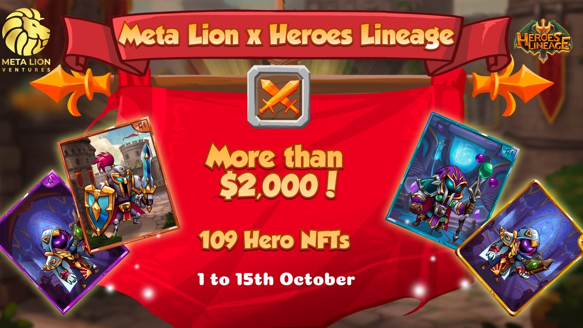 Heroes_Lineage's tweet photo. 🚀⚔️To celebrate our partnership we have decided to hold an event for our community!⚔️🚀

📆Starts on October 1st at 00:00 UTC, ends on October 15th at 00:00 UTC⏰

🤩What are you waiting for to participate?🥳

More details:
https://t.co/hD8HC56ISB

#GameFi #P2E #PlaytoEarn #NFT https://t.co/L60B6ceCn8