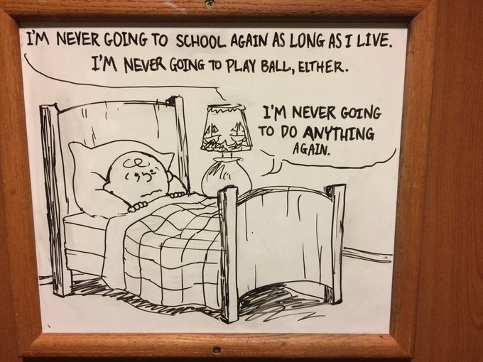 A pair of whiteboard drawings I did during a time when everyone was feeling down from finals in college, recreating my favorite scene from A Boy Named Charlie Brown. Art to me is not only about making pretty pictures, but about appreciating life and finding the strength to go on. 