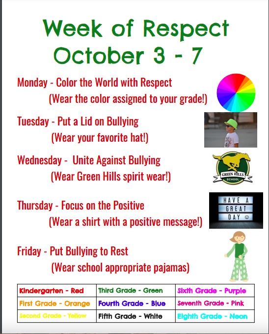 Looking forward to Week of Respect at Green Hills! Our spirit week is just the beginning!
