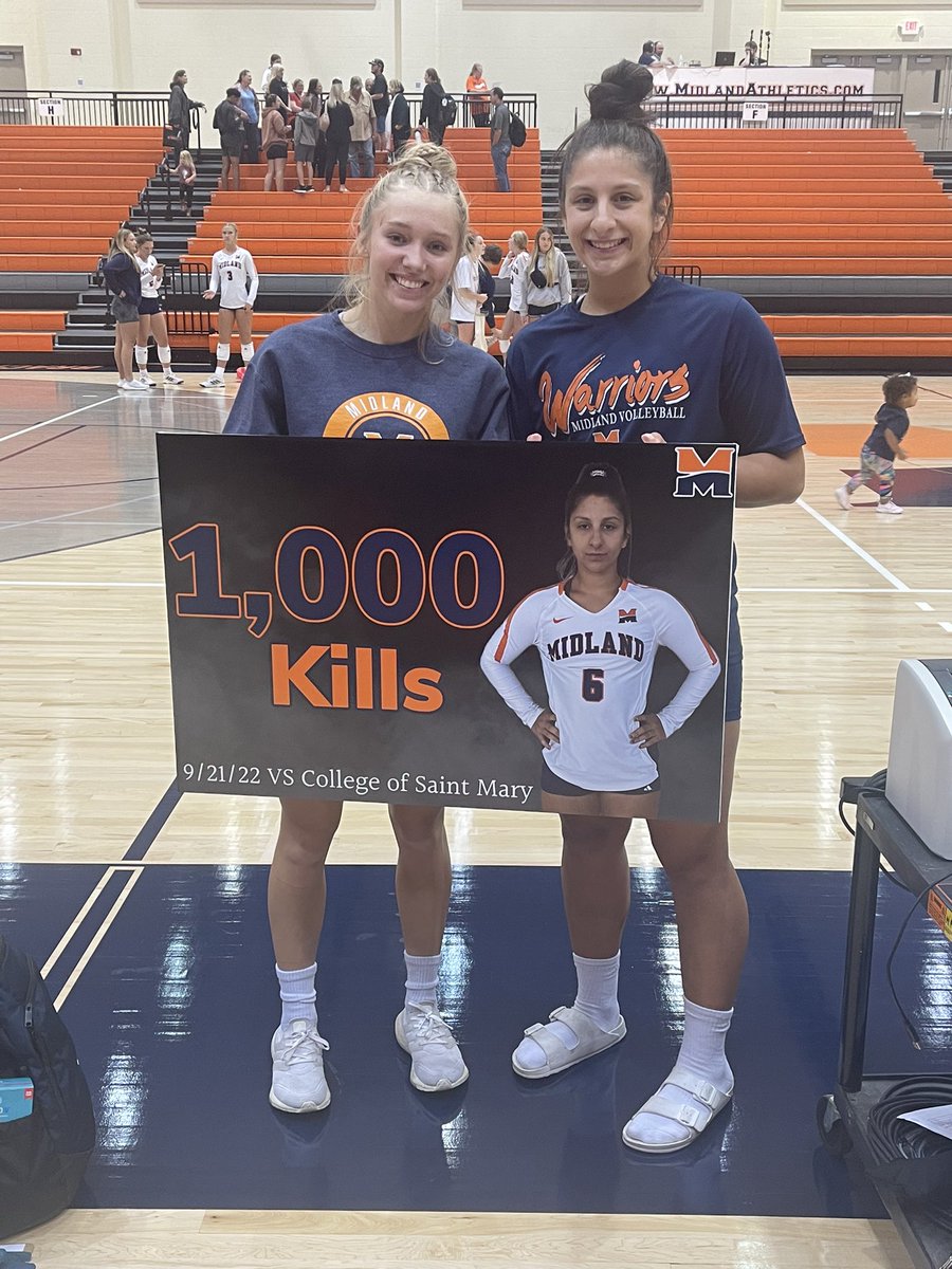 Midland_VBall's tweet photo. 1,000 Career Kills. Such an amazing accomplishment that is only done by the elite few. Congratulations T!😈😎 https://t.co/NLY8EgKdwc