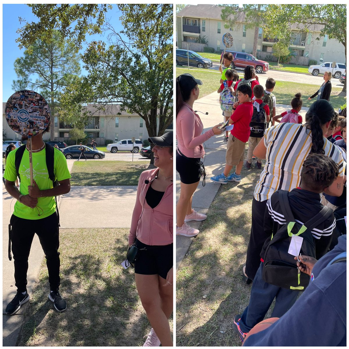 JoanneLim2's tweet photo. FPR Walking Bus from TWE!  Thank you, @Family_Point, for helping our Tigers get to one of their very favorite places to be! @SBISD https://t.co/xnhVonyasi