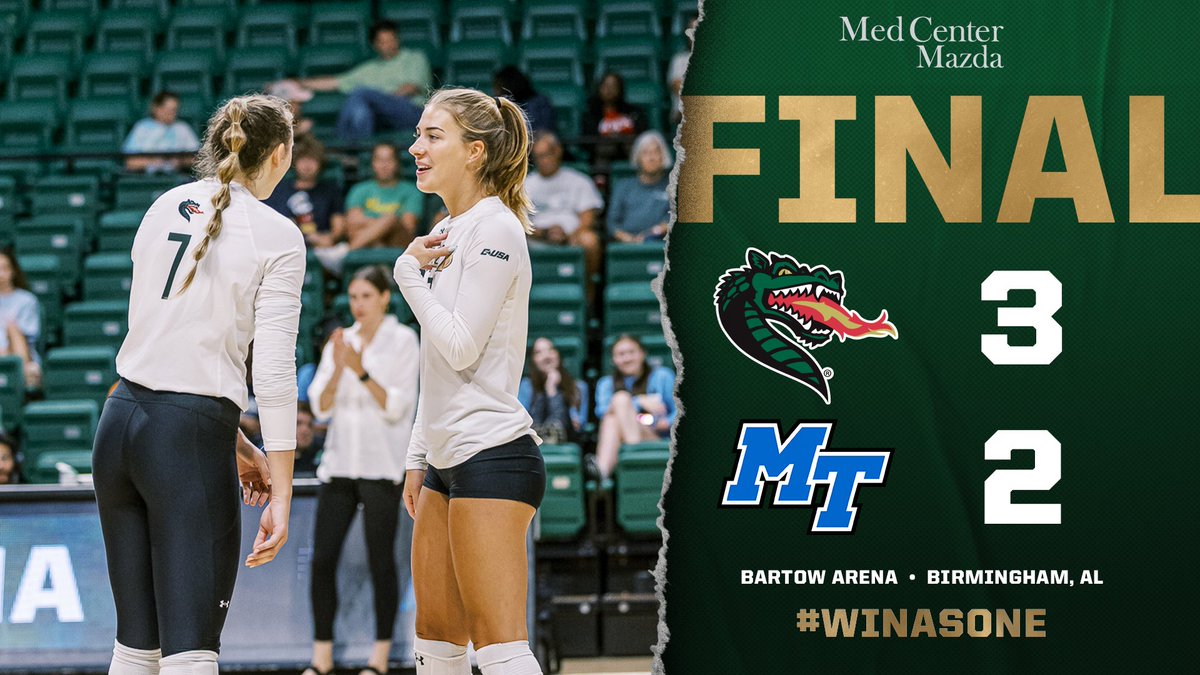 UAB_VB's tweet photo. It's a great day to be a Blazer! 🐲🔥

✅ 5-Set Dub
✅ 2 1000-Kill Milestones
✅ Still in the 𝑾 column

#WinAsOne https://t.co/5GWUvb1kGa