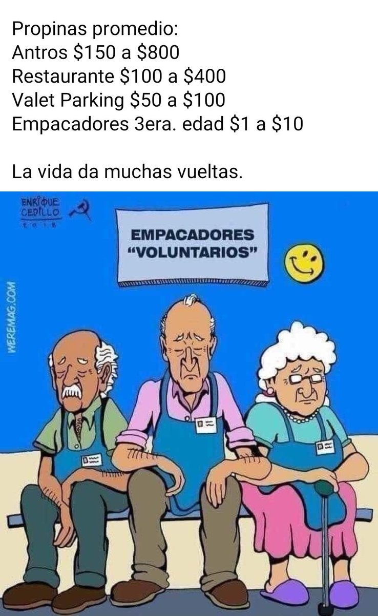 estupidonio's tweet photo. Amigos: 

Ayudemos a los viejitos empacadores, a muchos de ellos sus familiares no los pelan, $20, $30 pesos que se les de no nos quitan nada. 

Jamás pido que me den RT pero creo este vale la pena. https://t.co/Ai4HfYzfuZ