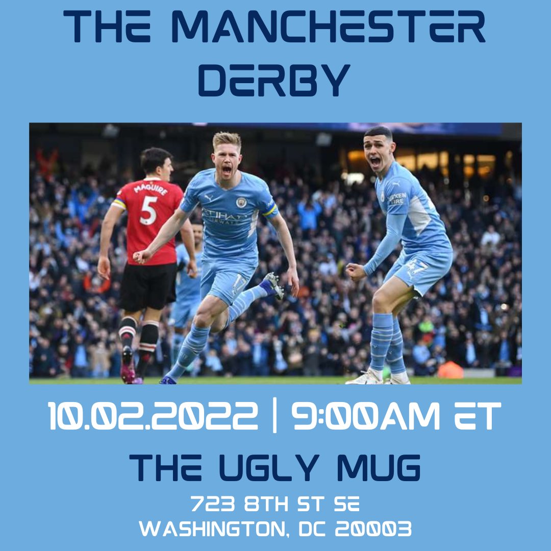 DERBY WEEKEND
Join us at the The Ugly Mug bright and early on Sunday and see why Manchester is blue! #ManchesterDerby