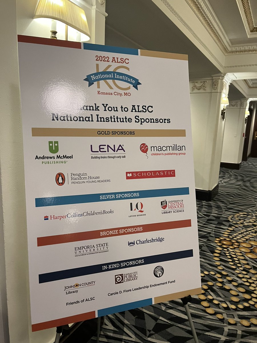 UCMSchLibs's tweet photo. Our program is a proud sponsor of the Association for Library Service to Children institute in Kansas City! Librarians check out all that @wearealsc  has to offer! Lots of programming ideas for elementary school librarians &amp; children’s librarians in public libraries! https://t.co/yS1v3xY4na