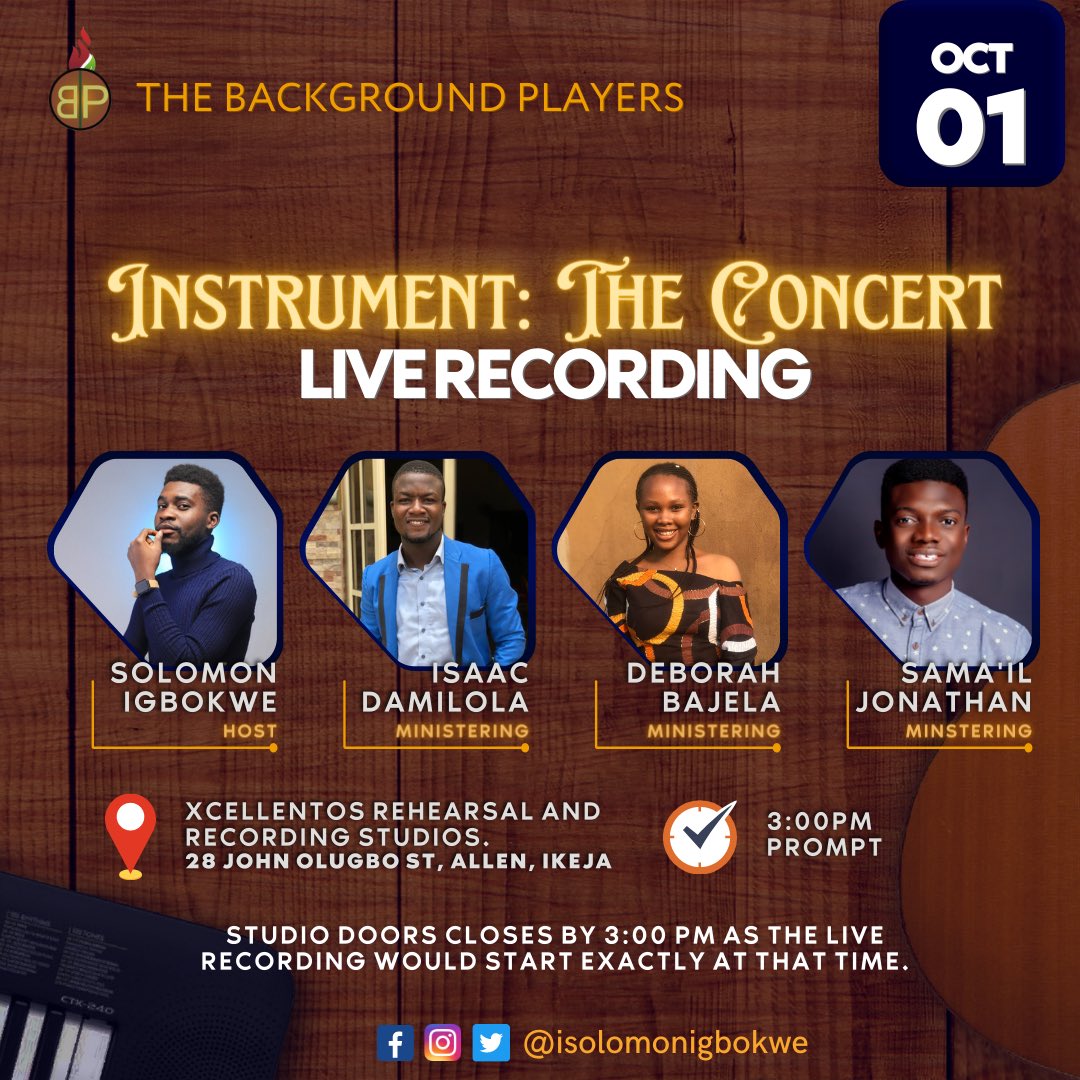 isolomonigbokwe's tweet photo. Y’all are invited to my first ever concert and live recording happening in Lagos. 

See fliers for details.
#BackgroundPlayer #TheCr8Tv https://t.co/Ib70V1W12G
