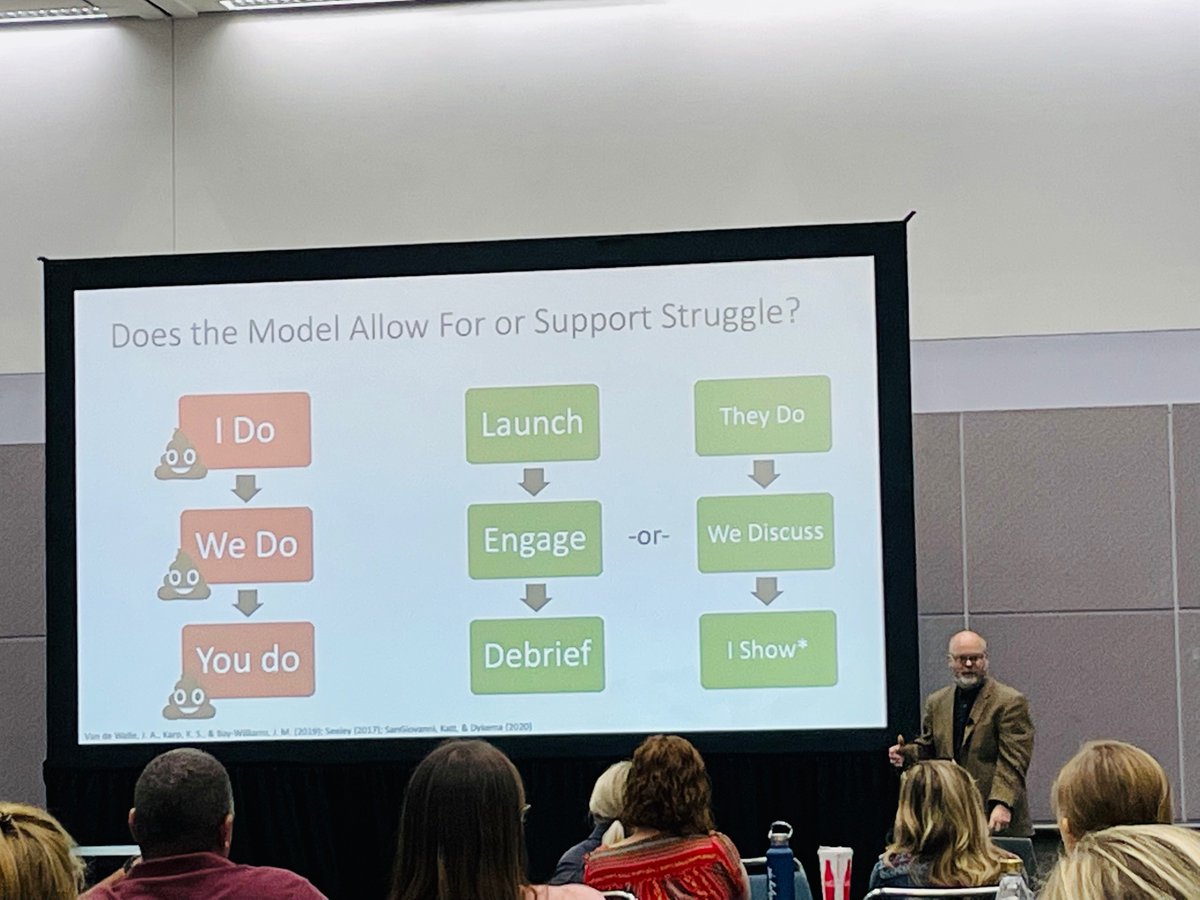 HBrondel's tweet photo. Math is NOT mimicry! Does your lesson structure allow for or support struggle? Thank you @JohnSanGiovanni for sharing the 10 things you wish you had known for teaching elementary math! Such amazing ideas! #NCTMLA22 #JCMathChampions https://t.co/wtq0sV1aH1