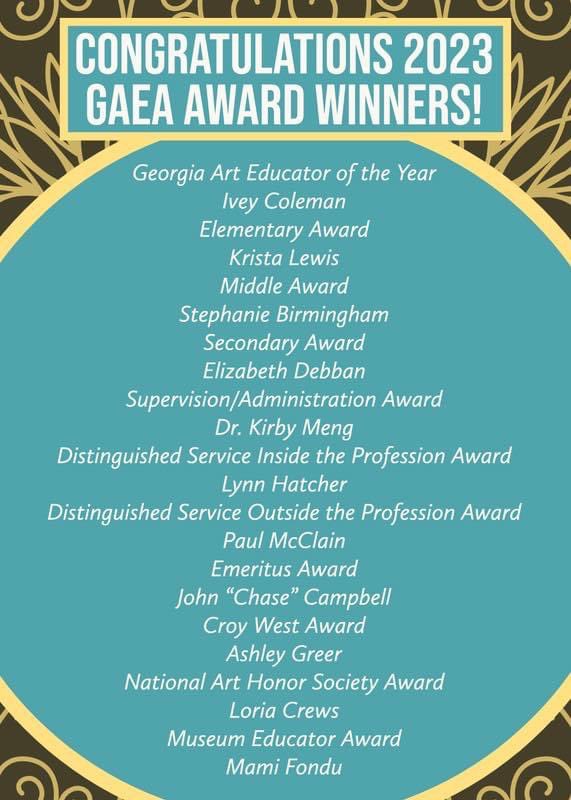 ArtofLynn's tweet image. Thank you @gaea_artforall !! I’m honored to be included for distinguished service inside the profession! It’s truly an amazing group to be a part of!
#naea #gaea