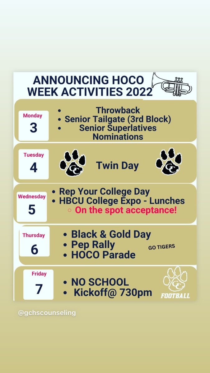 Homecoming is upon us! Go Tigers 🐅 🐅🐅