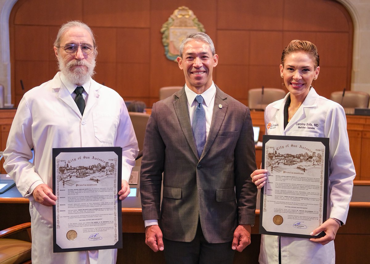 Renowned <a href="/UTHealthSA/">UT Health San Antonio</a> physician-scientists Dr. Carolina Solis-Herrera &amp; Dr. Gabriel A. de Erausquin were recognized for their contributions to advancements in science &amp; health.

We are incredibly lucky to have talented individuals like them in San Antonio. #HispanicHeritageMonth