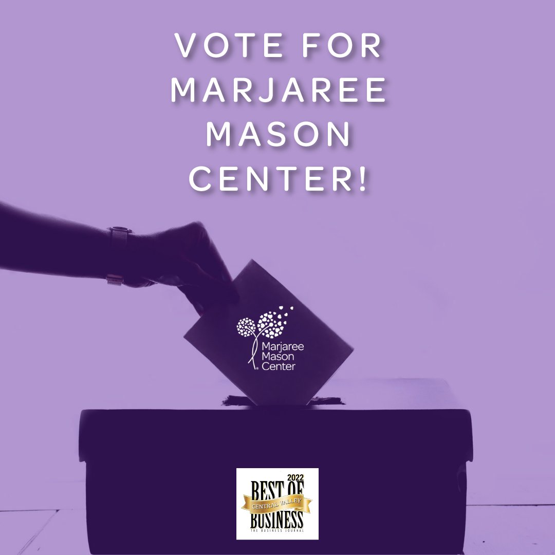 The Marjaree Mason Center is nominated again for the Best of Central Valley Business Readers' Choice Award for Best Nonprofit! The last day to vote is October 31. Click here to vote for MMC to win it again this year: surveymonkey.com/r/KSF9RND
