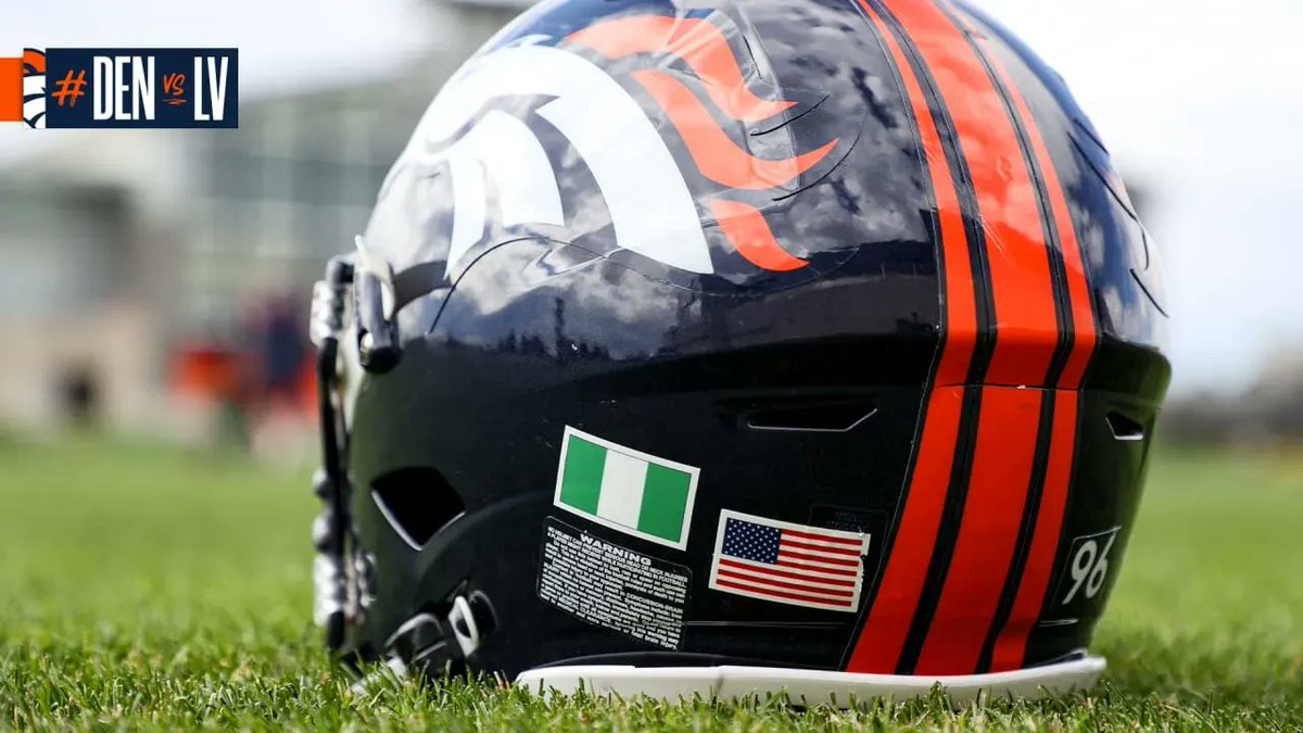 Broncos's tweet photo. "Wearing that flag, it means a lot." 

14 Broncos players to participate in the @NFL's international helmet decal initiative in Weeks 4 and 5 » https://t.co/L5HsN4wTo5 https://t.co/qWKh2LWqgI