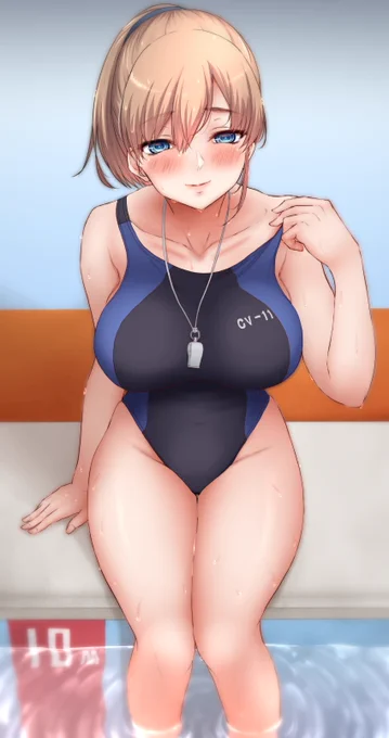 ('ω') 「・・・水泳の授業はここまで。これからは、ちょっと『オトナ』な授業、してみよっか・・・?」('ω') 先生はそう言うと、肩紐に手を掛けて、肩から外しはじめた。徐々にその豊満な乳房の姿形が露わに──('ω')('ω') 続きはWEBで!#艦これ #イントレピッド 