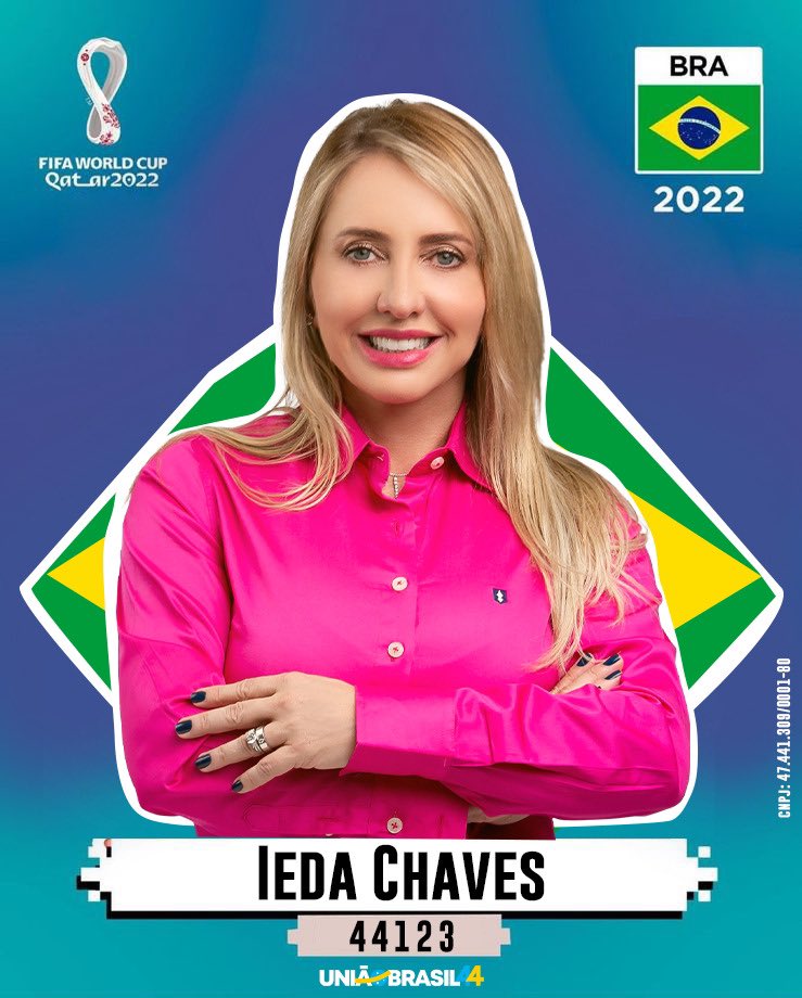 ieda_chaves's tweet photo. E aí colecionadores? No álbum de figurinhas de vocês tem essa? 😃😃😂😂 

Essa figurinha premiada não está na Copa do Mundo, mas está na eleição 2022.

Conto com você pra carimbar 4️⃣4️⃣1️⃣2️⃣3️⃣.

ELEIÇÃO 2022 IEDA PACHECO CHAVES DEPUTADA ESTADUAL - CNPJ 47.441.309/0001-80. https://t.co/CYvZoWXCvF