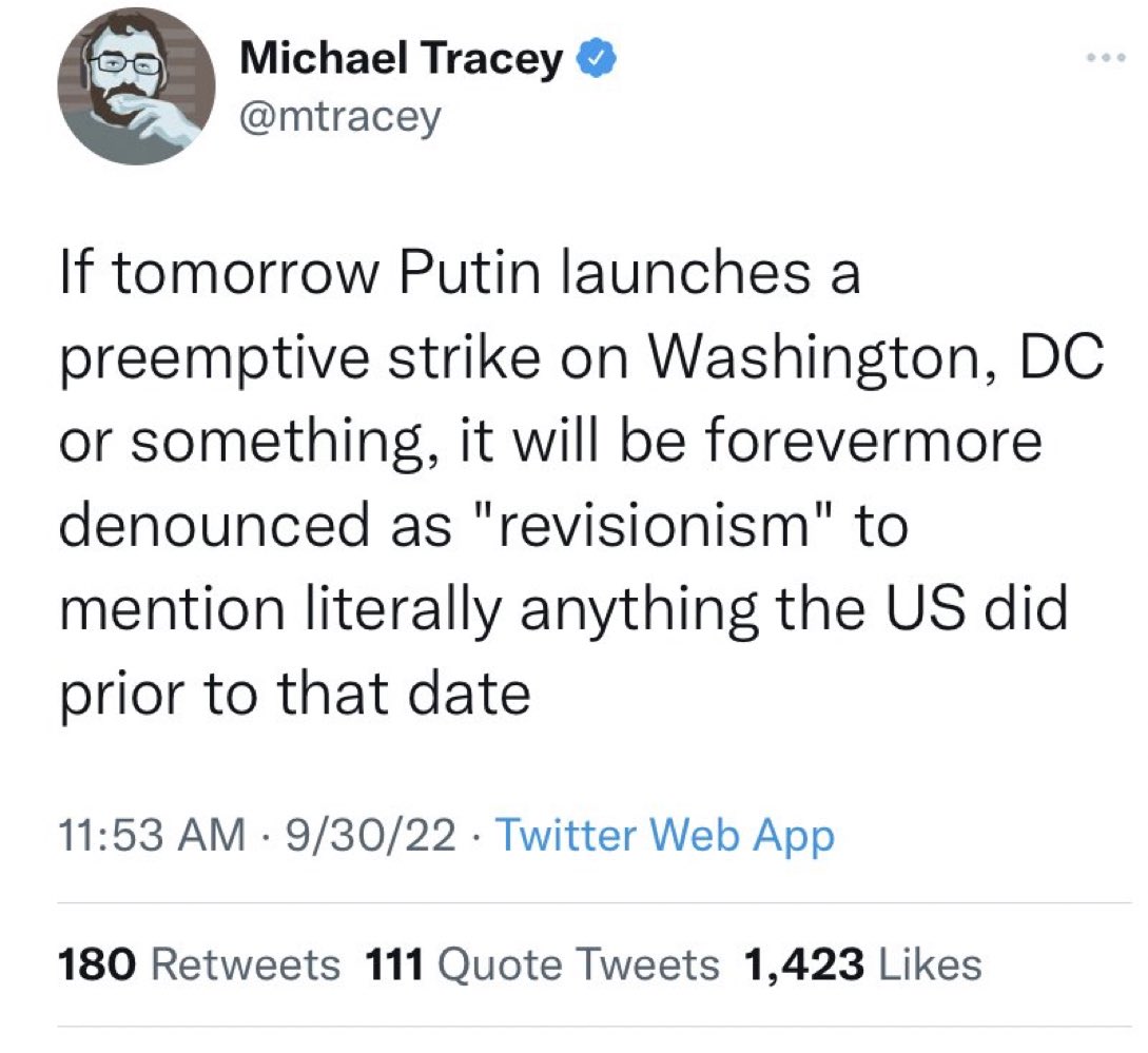 dandrezner's tweet photo. I’d strongly prefer a nuclear war not happen but one of the few upsides of it would be never having to see this idiot’s ramblings ever again. https://t.co/p8CzNZrkDj
