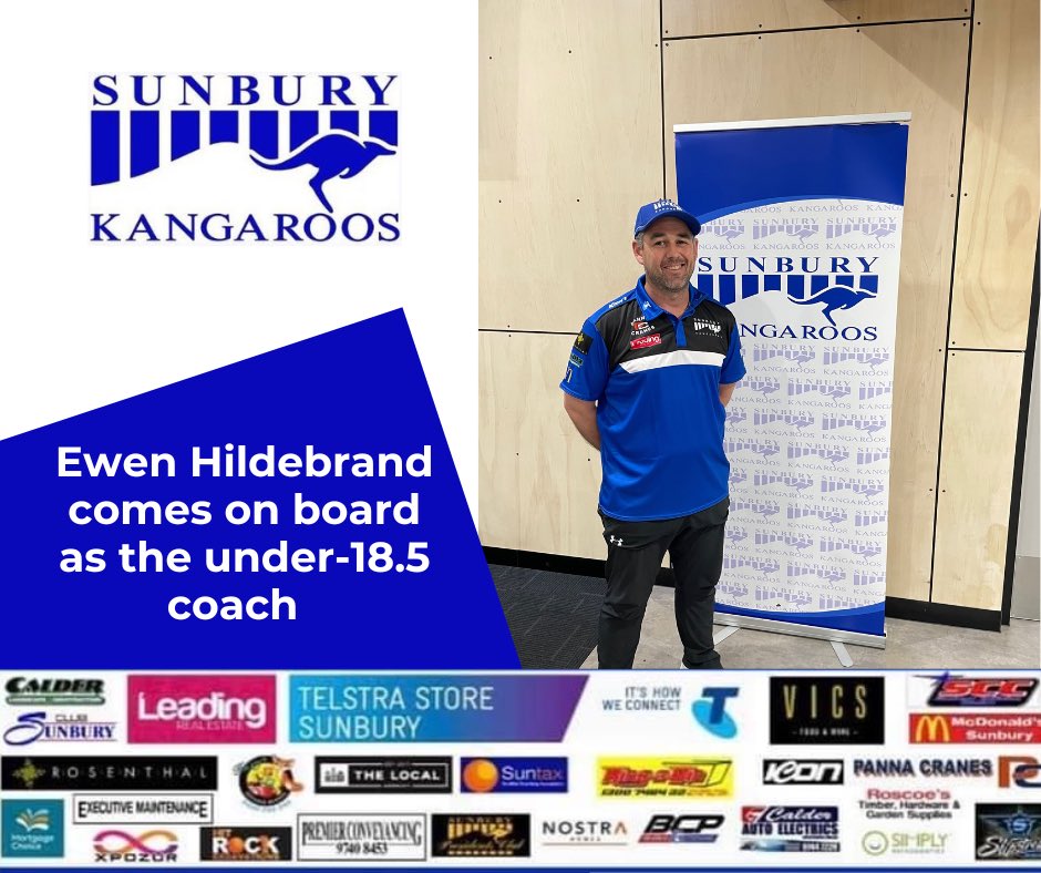 SKFNC's tweet photo. Coaching appointment!!

The Sunbury Kangaroos are thrilled to announce Ewen Hildebrand as the new under-18.5 coach. Ewen has been the runner for seniors for past five years. He coached the under-17’s to the grand final this year. 
He is keen on developing the youth of the club. https://t.co/rf6C6feq1t