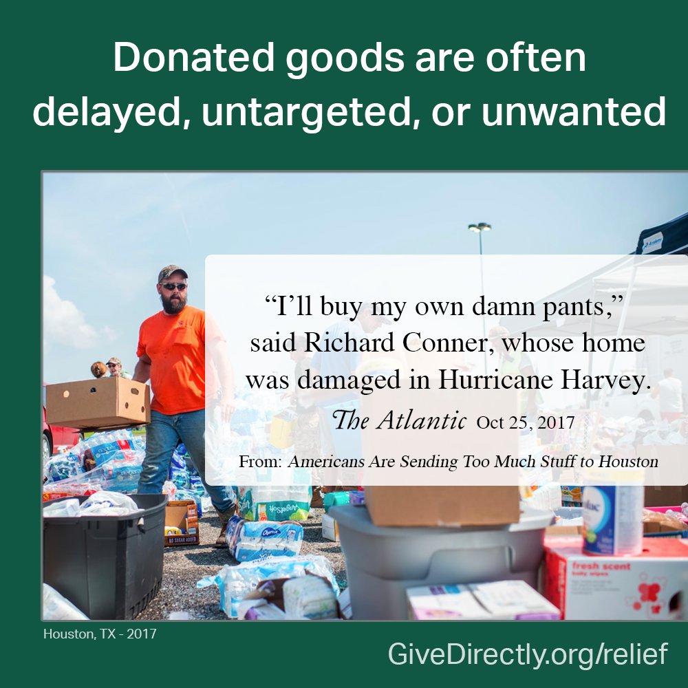 Instead of donating goods, give money directly to low-income Americans impacted by #HurricaneIan & #HurricaneFiona → GiveDirectly.org/relief