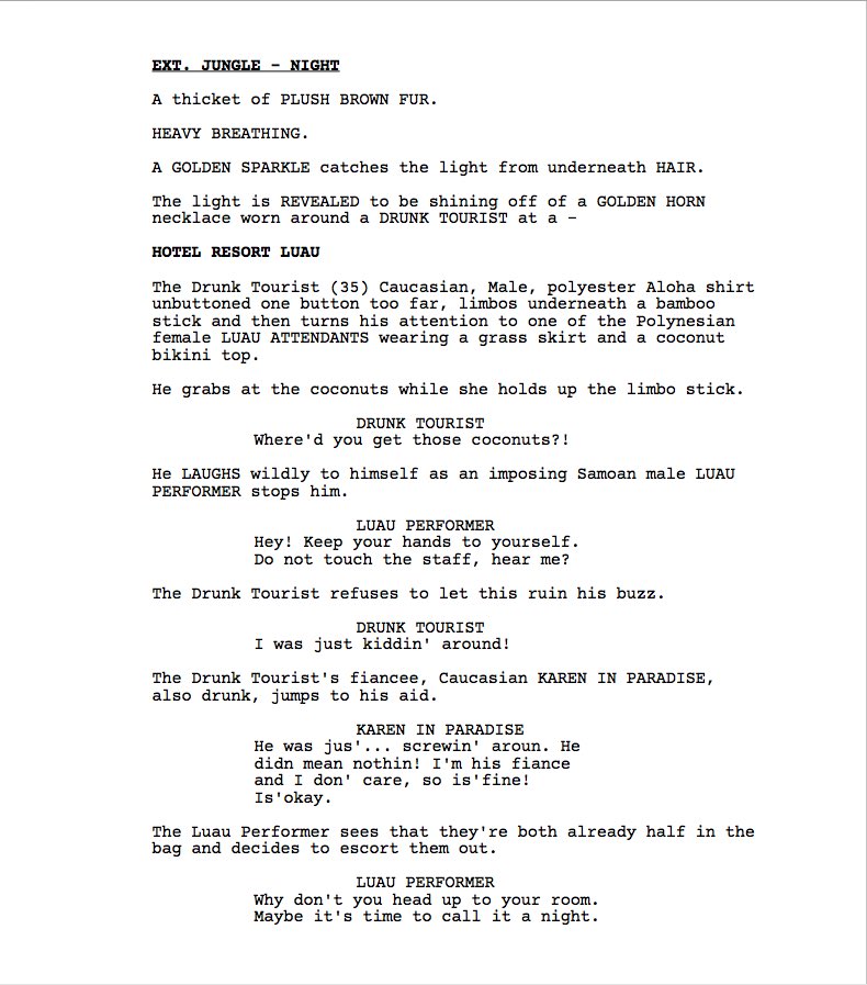 skndeep's tweet photo. Playing with a new opening for HOWLIE, along with a little Monty Python reference for the millennials #pipelinewriters #screenwriting #FirstPageChallenge https://t.co/4N4n9wFuGj