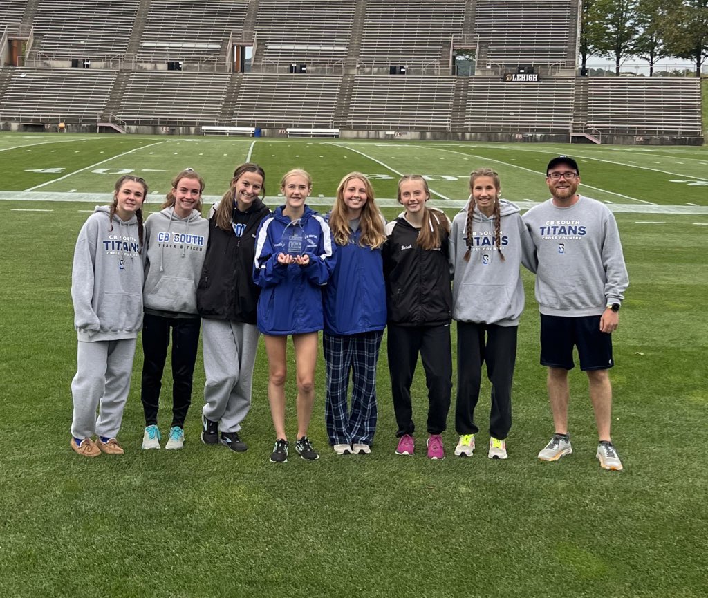 CBSXCTFtitans's tweet photo. CONGRATS South Girls XC placing 3rd in White Division at Paul Short Invite At Lehigh U today. And awesome job Julia Pye placing 6th &amp; Riley Rooney placing 12th. Awesome work ladies!!!! @CBSouthAthletic  @SOLsports @PennTrackXC https://t.co/0EsYPEZn2A