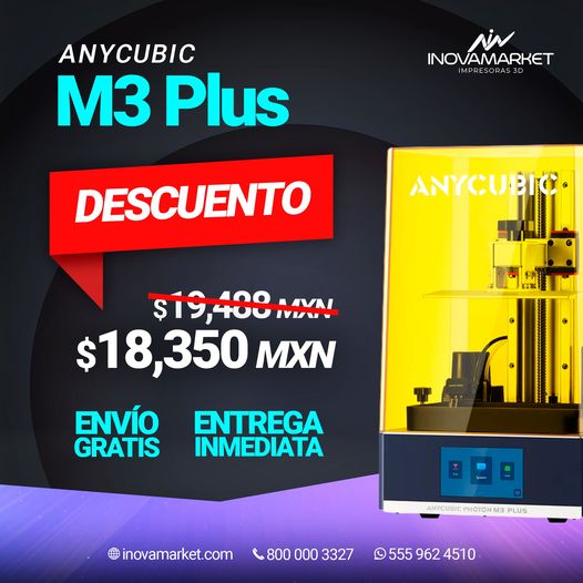 inovamarketmx's tweet photo. Gran promoción
Photon M3 Plus 6K Anycubic
Compra aquí:https://t.co/oFWiFGqXTi
Más info:
✅WA👉https://t.co/UxtNJJngm0
📞800 000 3327
📲555 962 4510
🌐https://t.co/02R8Z7uyaW
#tecnología #impresion3d #3d #impresora3d #inovamarket #mercadolibre #tecnologia3d #anycubic #m3plus https://t.co/9lsxwOXX6W