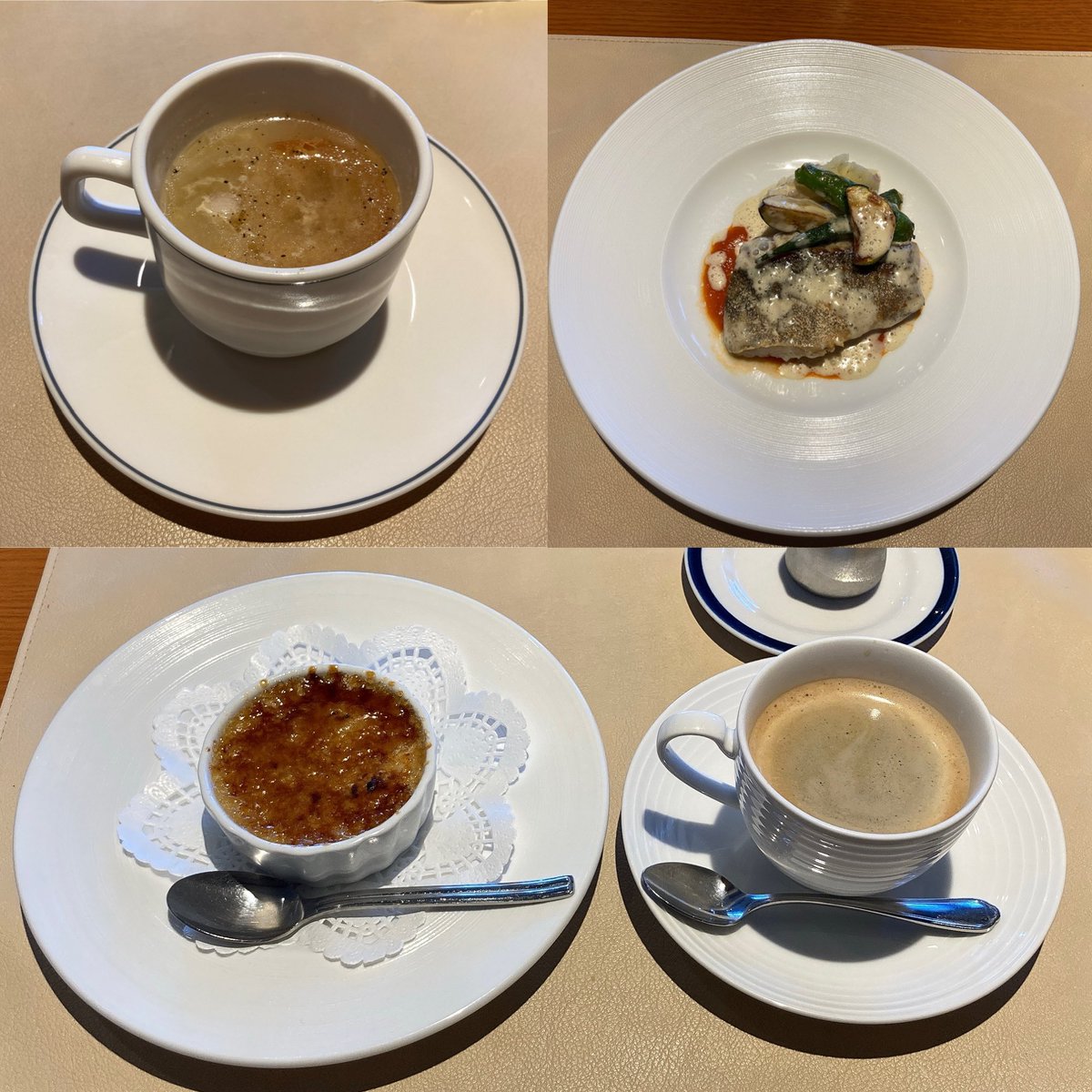 ayudabe's tweet photo. #lunch  北上市  フランス料理 Le Midi(ル•ミディ)  魚ランチ：白身魚のポワレ(スープ•ライス•コーヒー)•栗入りコーヒー風味のクレームブリュレ
#北上  #kitakami  #LeMidi  #french    #いわて飲食店安心認証店   #GoToEat  #GoToEat岩手  #poêler  #crèmebrûlée https://t.co/L9Y0i3VPqS
