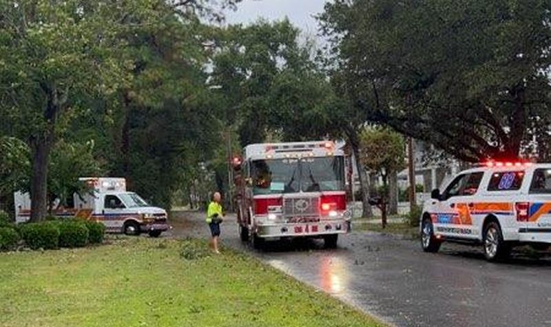 NMBRescue's tweet photo. Hurricane Ian, Day 2. Your Rescue Squad put two ambulances, two boats and two high water vehicles in service today, and we were invited to participate in North Myrtle Beach's Emergency Operations Center. Great to see so many agencies working together! #hcfr #nmbfirerescue https://t.co/i9c1tRF8nv