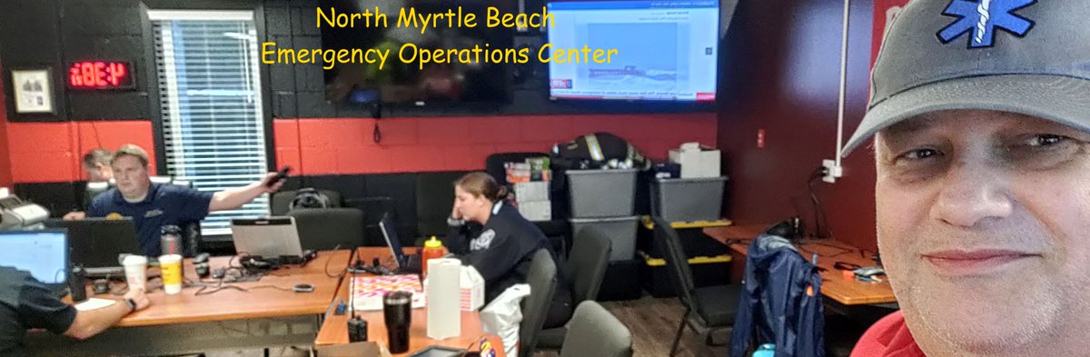 NMBRescue's tweet photo. Hurricane Ian, Day 2. Your Rescue Squad put two ambulances, two boats and two high water vehicles in service today, and we were invited to participate in North Myrtle Beach's Emergency Operations Center. Great to see so many agencies working together! #hcfr #nmbfirerescue https://t.co/i9c1tRF8nv
