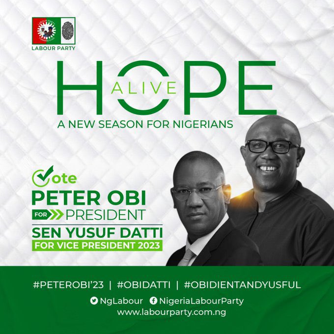 Happy Independence Day 🇳🇬 Nigeria is 62 years. PDP and APC have failed to provide good governance for the past 23 years of steady democracy. It’s time to VOTE @NgLabour to redirect Nigeria and put its Citizens first. #ObiDatti2023 #NigeriaAt62 #PeterObi4President2023