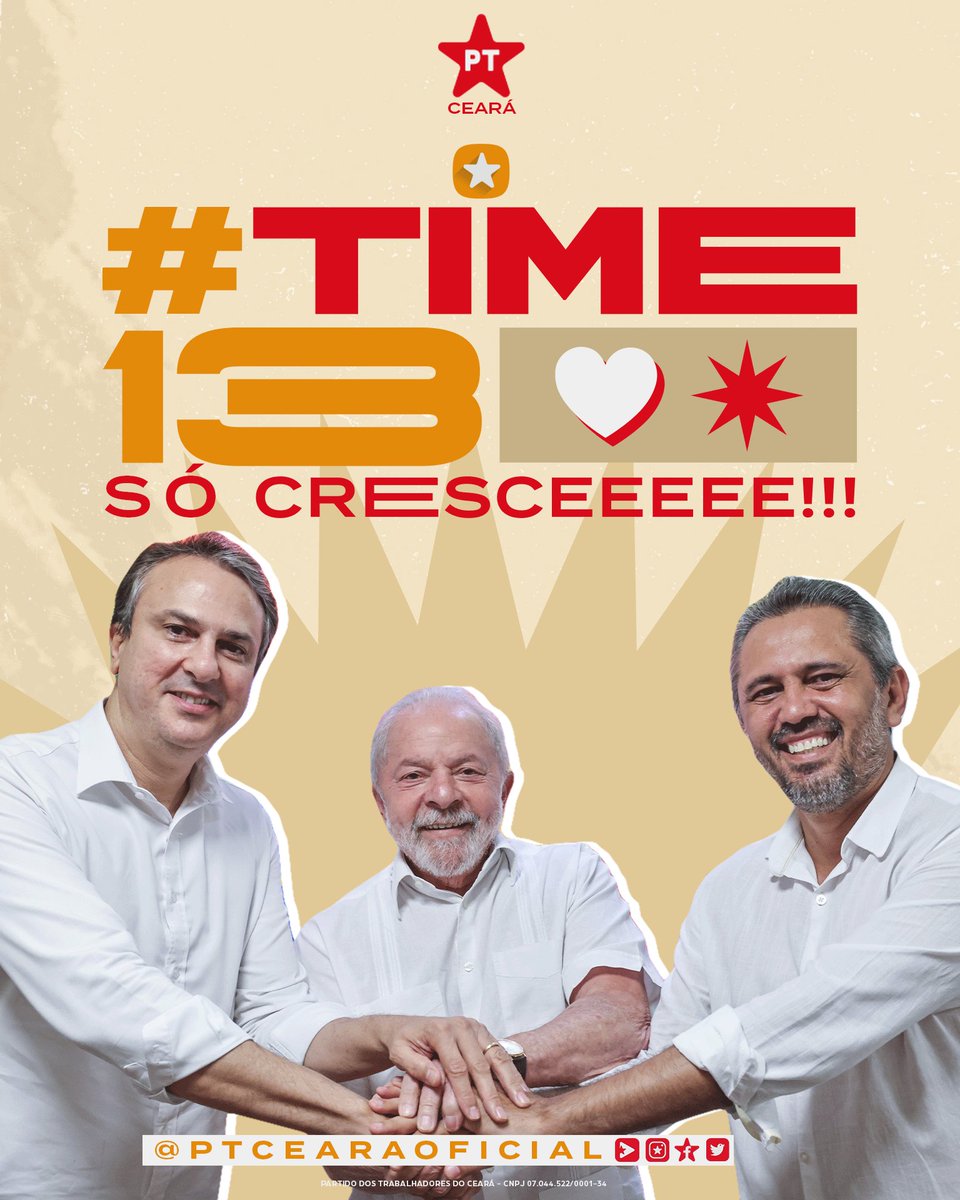 eilsonpsm_'s tweet photo. @CamiloSantanaCE Tudo certo, @CamiloSantanaCE
Domingo é 1️⃣3️⃣✅ Pelo FIM do FASCISMO do Capetão Wagner🚫 e seu Padrinho Genocida🚫 no Ceará, Por um Ceará 3x Mais Forte e para Estimular a Participação Política, Democrática e Igualitária das ♀️Mulheres, #EsseÉMeuVoto 🗳️
#TimeDo13⭐ #LulaNo1ºTurno⭐ https://t.co/DReHjfHnHj