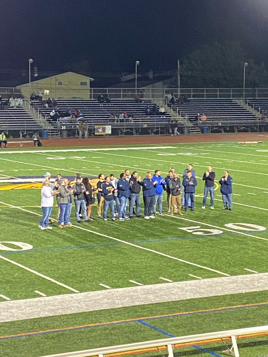 Congrats to 3rd grade teacher, Zach Schettone and custodian, Mike Mazza, for being honored at the UM High School football game with their 2002 undefeated football team.  One of the most successful UM teams - they made it all the way to District 1 champs. Congrats Zach and Mike!