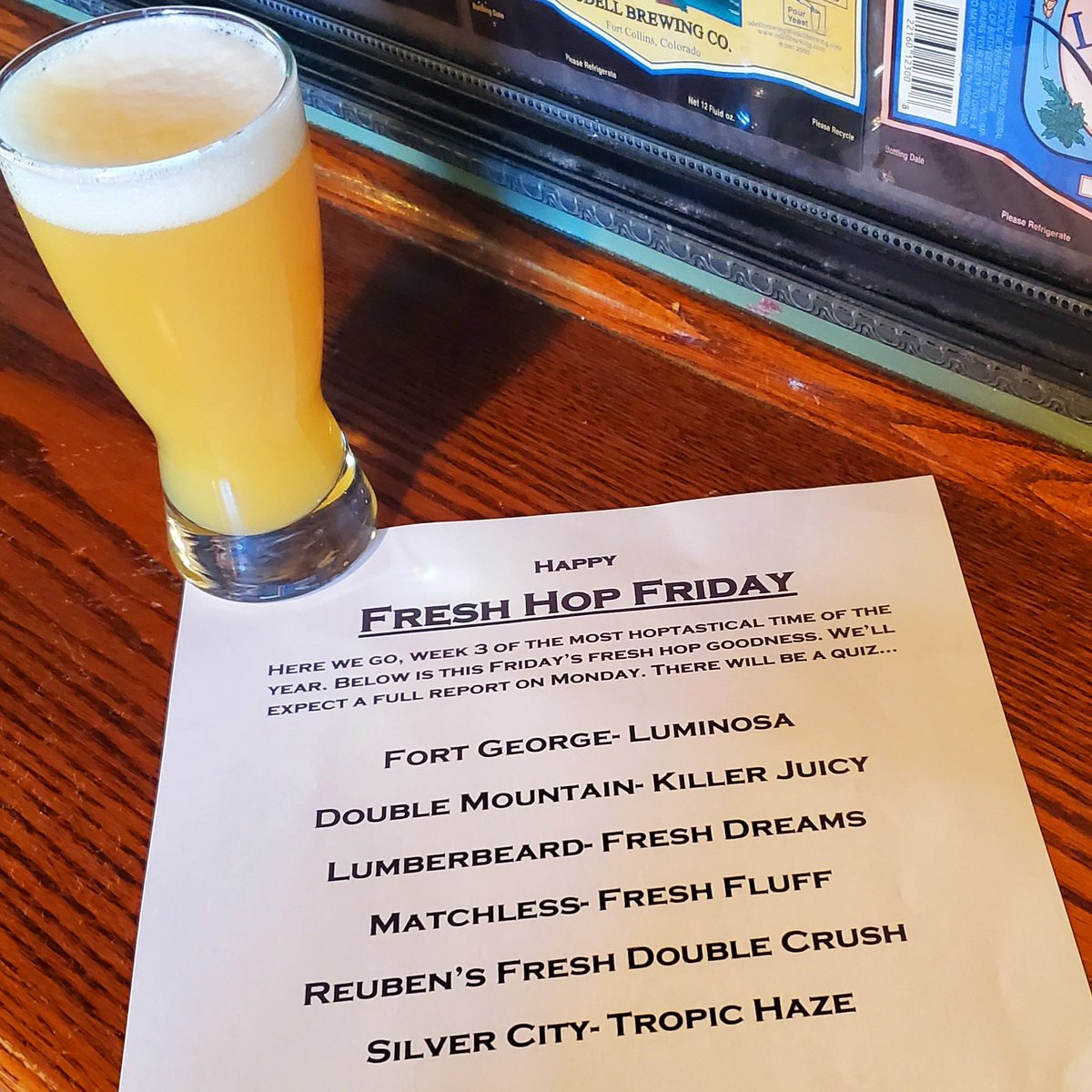 Parkway_Tavern's tweet photo. The @reubensbrews Double Crush looks good for Fresh Hop Friday! 🍻
.
.
@fortgeorgebeer @doublemountain @lumberbeard @matchlessbrewing @silvercitybrewery
#FreshHopFriday #HazyIPA #TacomaBeerBars #OnTapTacoma #TacomaDrinks #TacomaWA #GritCity #ParkwayTavern https://t.co/WxhUXMqZnw