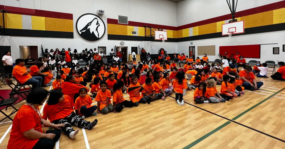 mfnerc's tweet photo. September 30th marks the National Day for Truth and Reconciliation. We Remember and Honour all residential school survivors, families, communities, and all the children who never made it home. (Pictures: Miskooseepi School) #MFNSS #MFNERC #EveryChildMatters #OrangeShirtDay https://t.co/CUWS3nYjgY