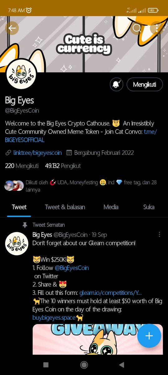 jayesshere's tweet photo. @missufe @BigEyesCoin Follow only😄 https://t.co/HV8BaOgV5P