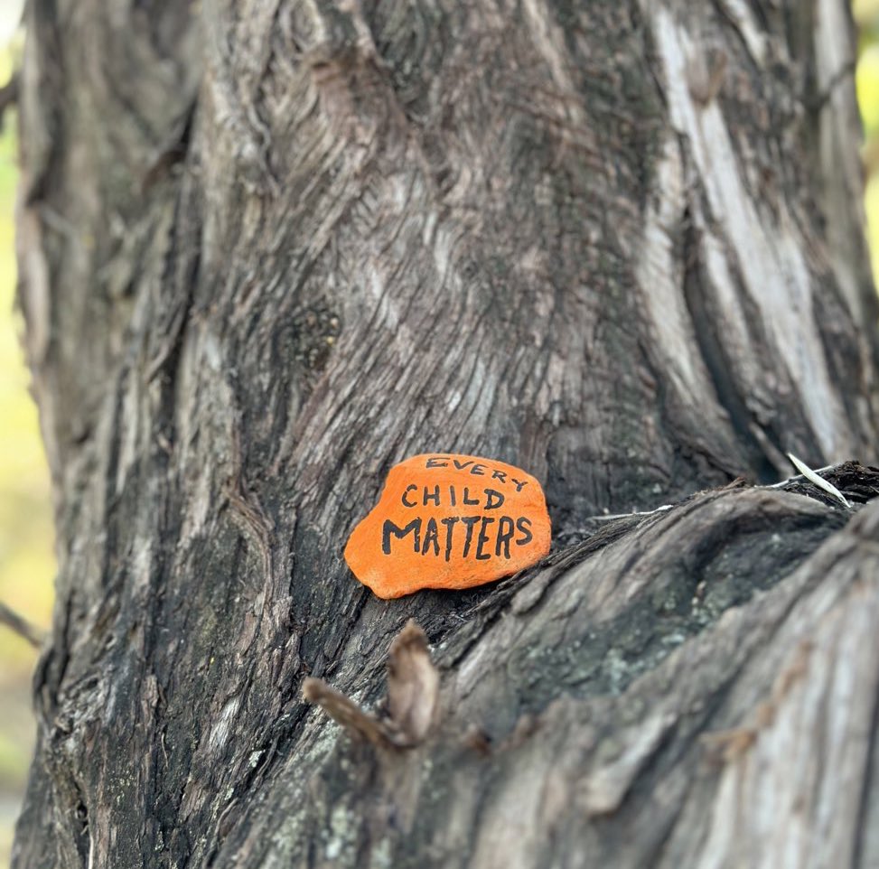 The Grade 1’s left rocks with important messages around our community today 🧡 <a href="/WGWolves1/">williamgrayson</a> <a href="/PrairieSouth/">Prairie South</a>