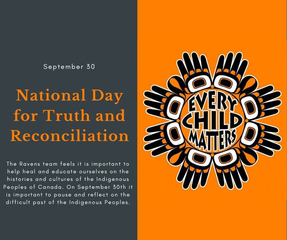 The Ravens team feels it is important to help heal and educate ourselves on the histories and cultures of the Indigenous Peoples of Canada. ⁠
⁠
On September 30, it is important to pause and reflect on the difficult past of the Indigenous Peoples. ⁠