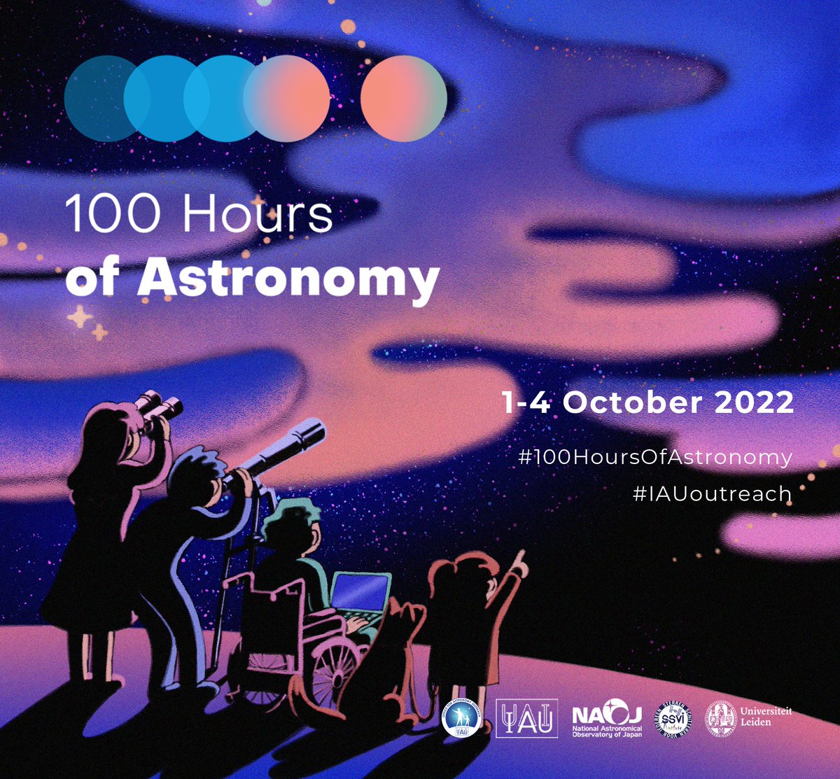 Welcome to 100 Hours of Astronomy! A 100hs celebration of astronomy aimed at engaging as many people as possible with the sky and sharing the wonders of our astronomical surroundings. Join online or on activities around the globe.  
bit.ly/3dTJTUE