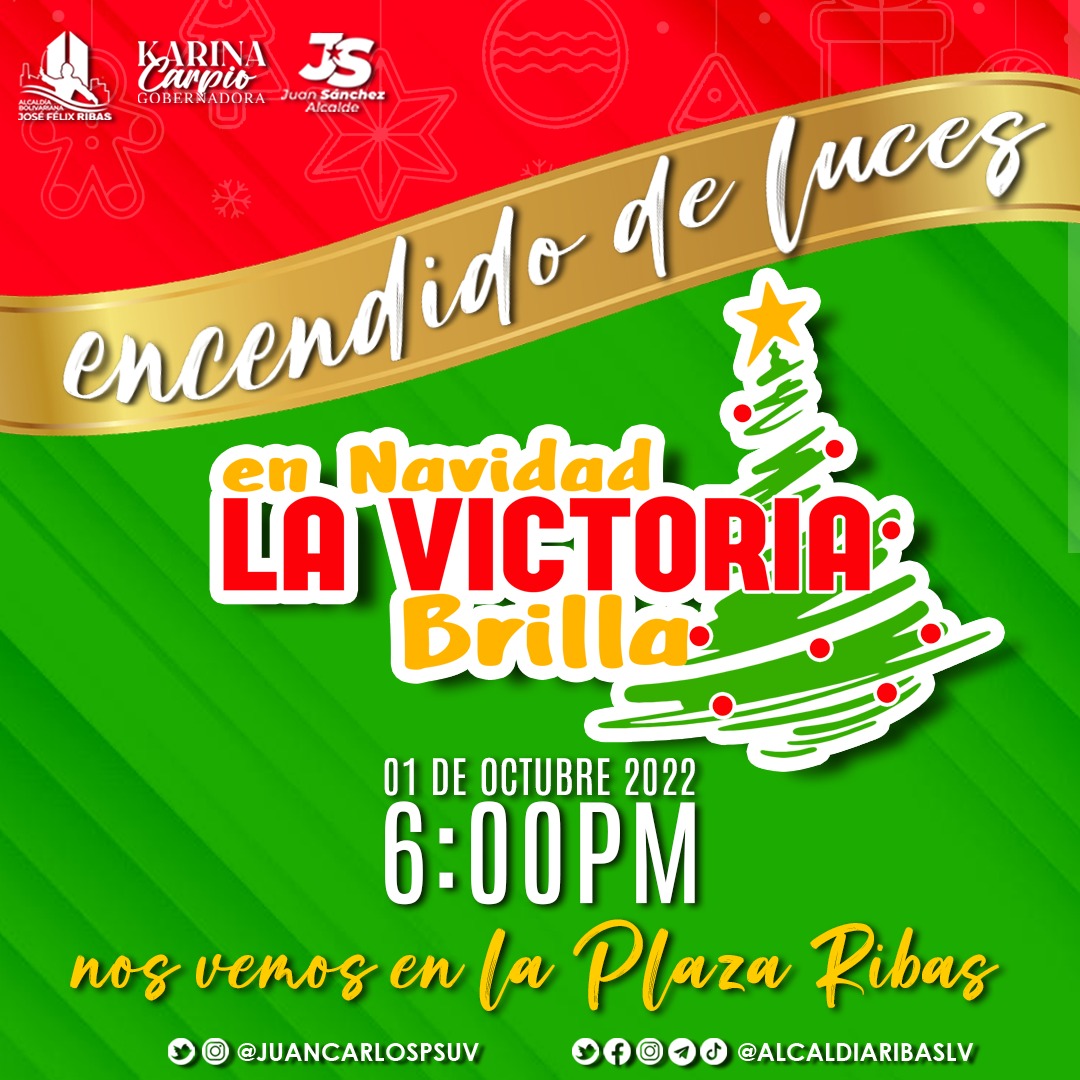 ¡En navidad La Victoria brilla!

Invito a todos y todas, al encendido de luces de nuestra Plaza José Félix Ribas, para dar la bienvenida a la Navidad, y dónde podrás disfrutar de actividades culturales, gastronomía y muchas sorpresas más...

<a href="/NicolasMaduro/">Nicolás Maduro</a> <a href="/Soykarinacarpio/">Karina Carpio</a>