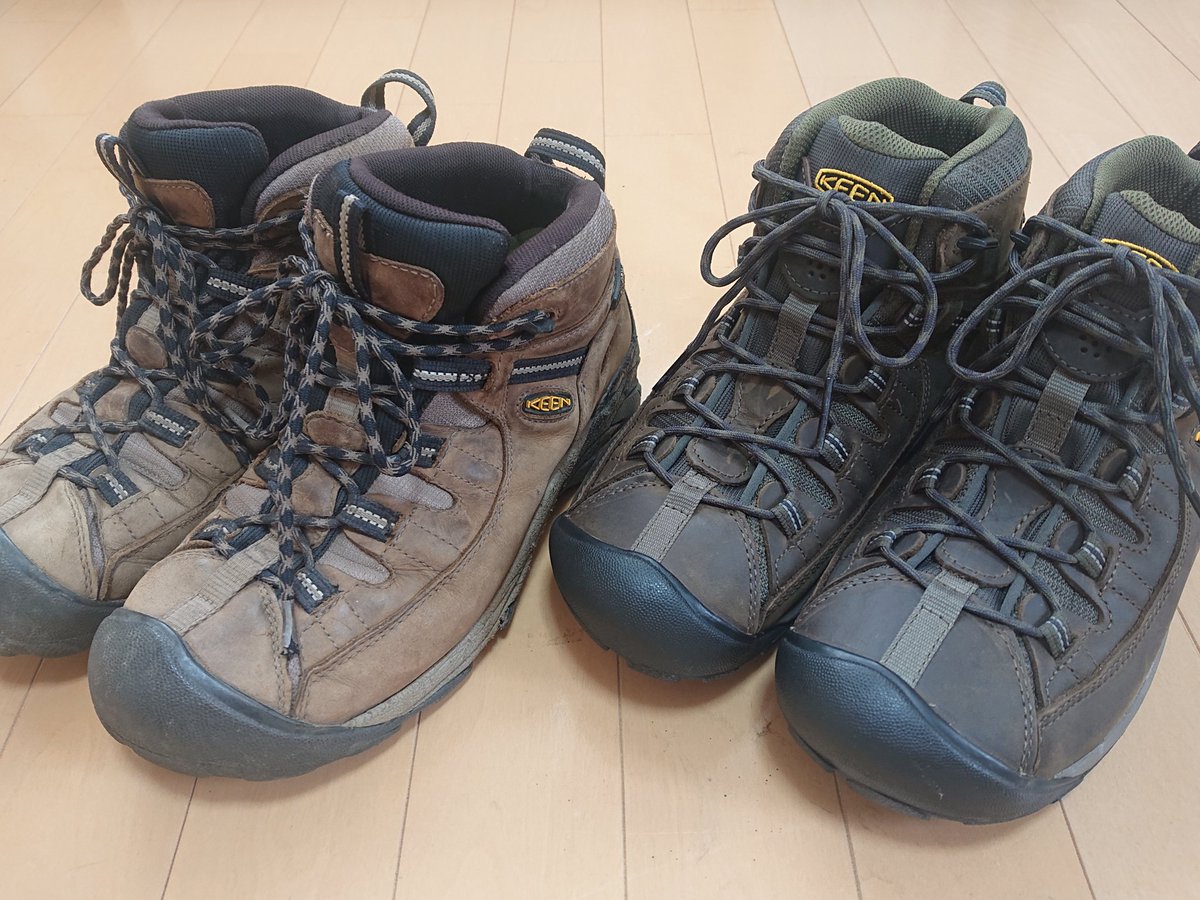 conta326's tweet image. #KEEN ターギーⅡミッド、新旧比較。これで4足目。軽くてコスパのよい #ハイキング シューズだと思います。