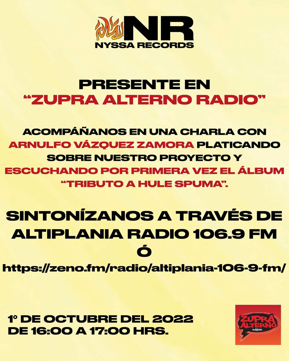 ARNULFOVAZQUEZ's tweet image. #ZUPRAALTERNO #ROCKYOTRASALTERNATIVAS #SÁBADO01OCTUBRE #DE4A5DELATARDE #ALTIPLANIARADIO106PUNTO9FM #CONDUCEARNULFOVZ #DGPHYAYOL #SAHAGUNENSES #MX2022

zeno.fm/radio/altiplan…