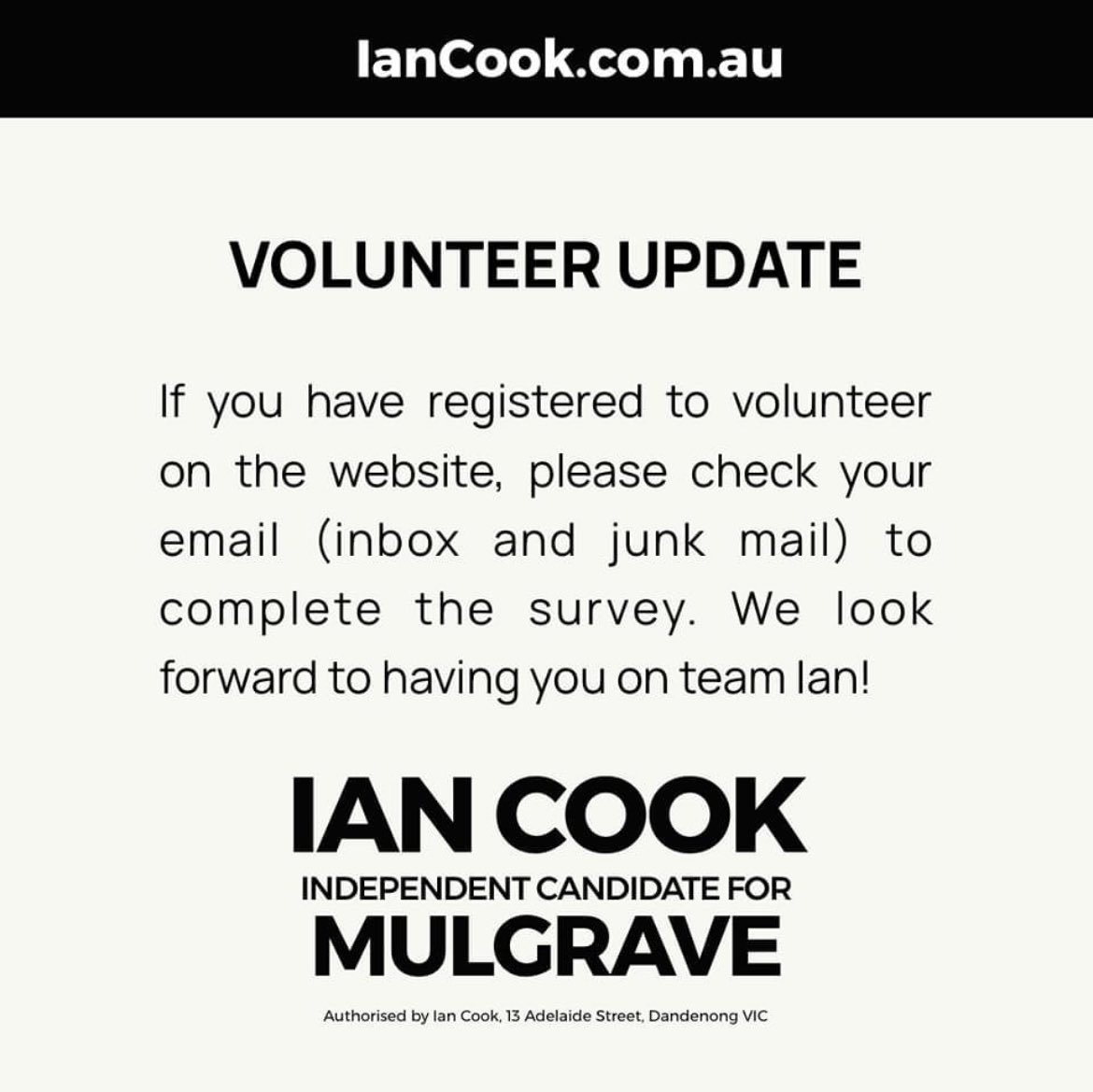 Thanks for the support everyone, please see the details below regarding the volunteer survey. #iantheindependent