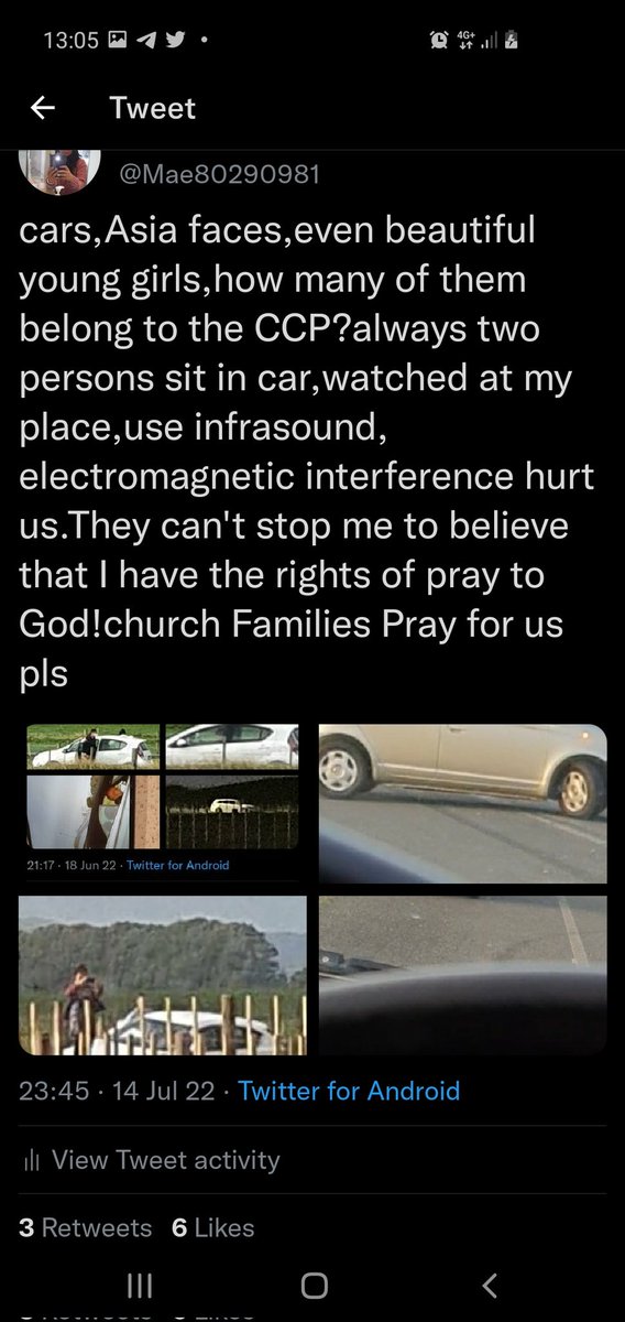cars,Asia faces,even beautiful young girls,how many of them belong to the CCP?always two persons sit in car,watched at my place,use infrasound, electromagnetic interference hurt us.They can't stop me to believe that I have the rights of pray to God!church Families Pray for us pls