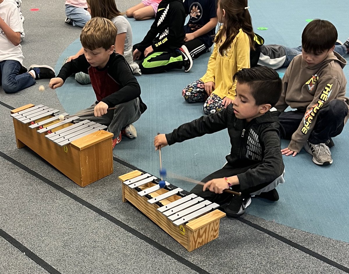 Second graders are playing “so” and “mi” on xylophones in music and they are so excited about it! <a href="/KMElem/">KM Elementary School</a>