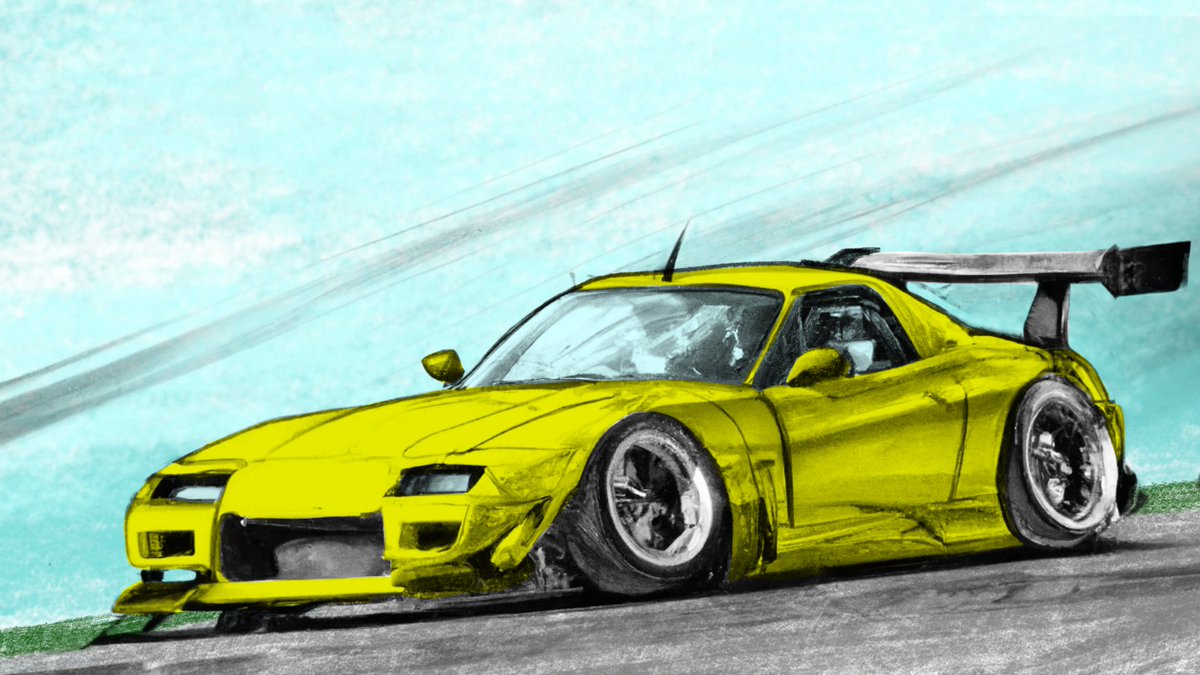 khota1984's tweet photo. Got a cool rx7 sketch from Dall-e 2 and decide to color it in https://t.co/2hzCagmNH7