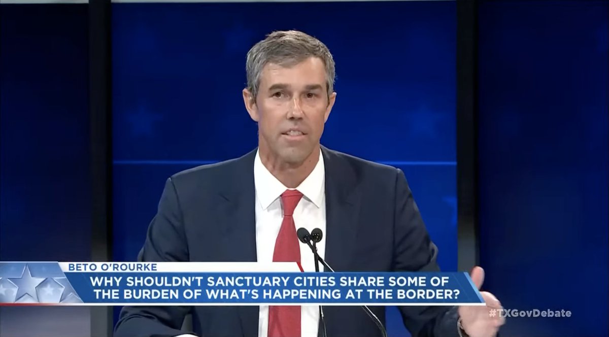 texasdemocrats's tweet photo. “This treating human beings as political pawns, talking about invasions in Texas, that Texans are defending themselves. That's how people got killed at the Walmart in El Paso.”  – @BetoORourke #TXGovDebate https://t.co/Re8q2a8csA